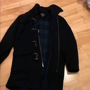 Brooks brothers black top coat with toggles L